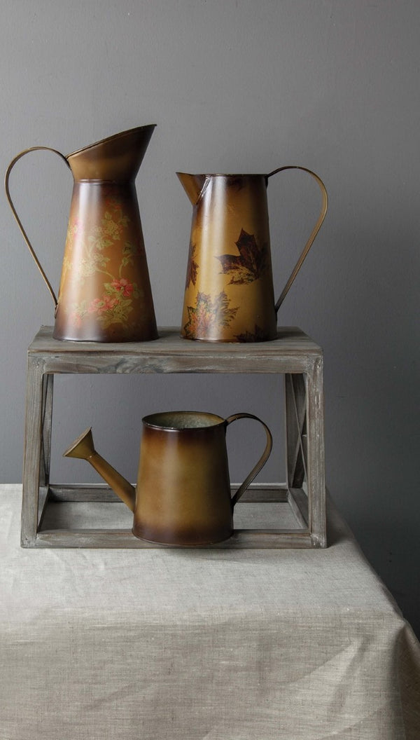 Manual Woodworkers & Weavers Metal Pitcher Fall Floral 7.5" x 5.5" x 10.75" By Manual Woodworkers & Weavers