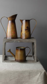 Metal Pitcher Fall Leaves 7.75" x 5" x 8.75" By Manual Woodworkers & Weavers
