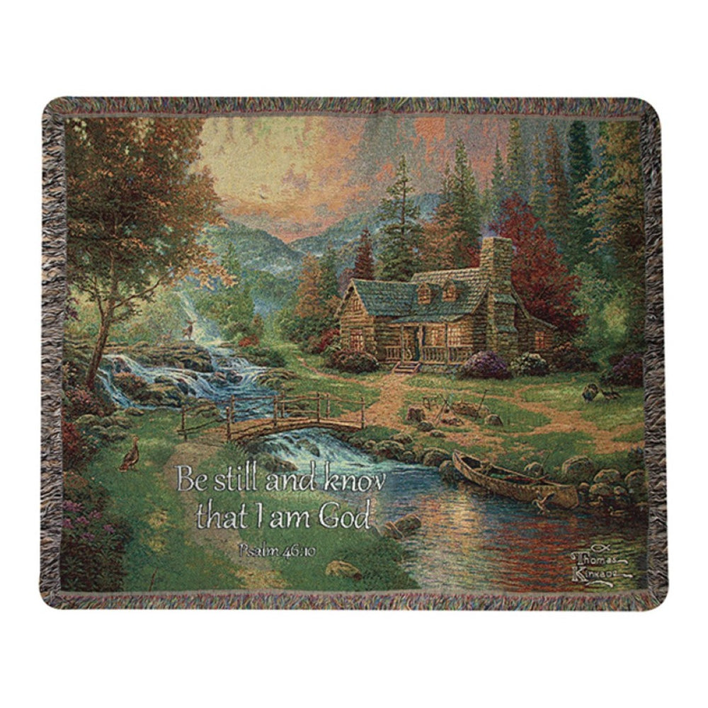 Mountain Paradise With Verse Tapestry Throw By Manual Woodworkers & Weavers