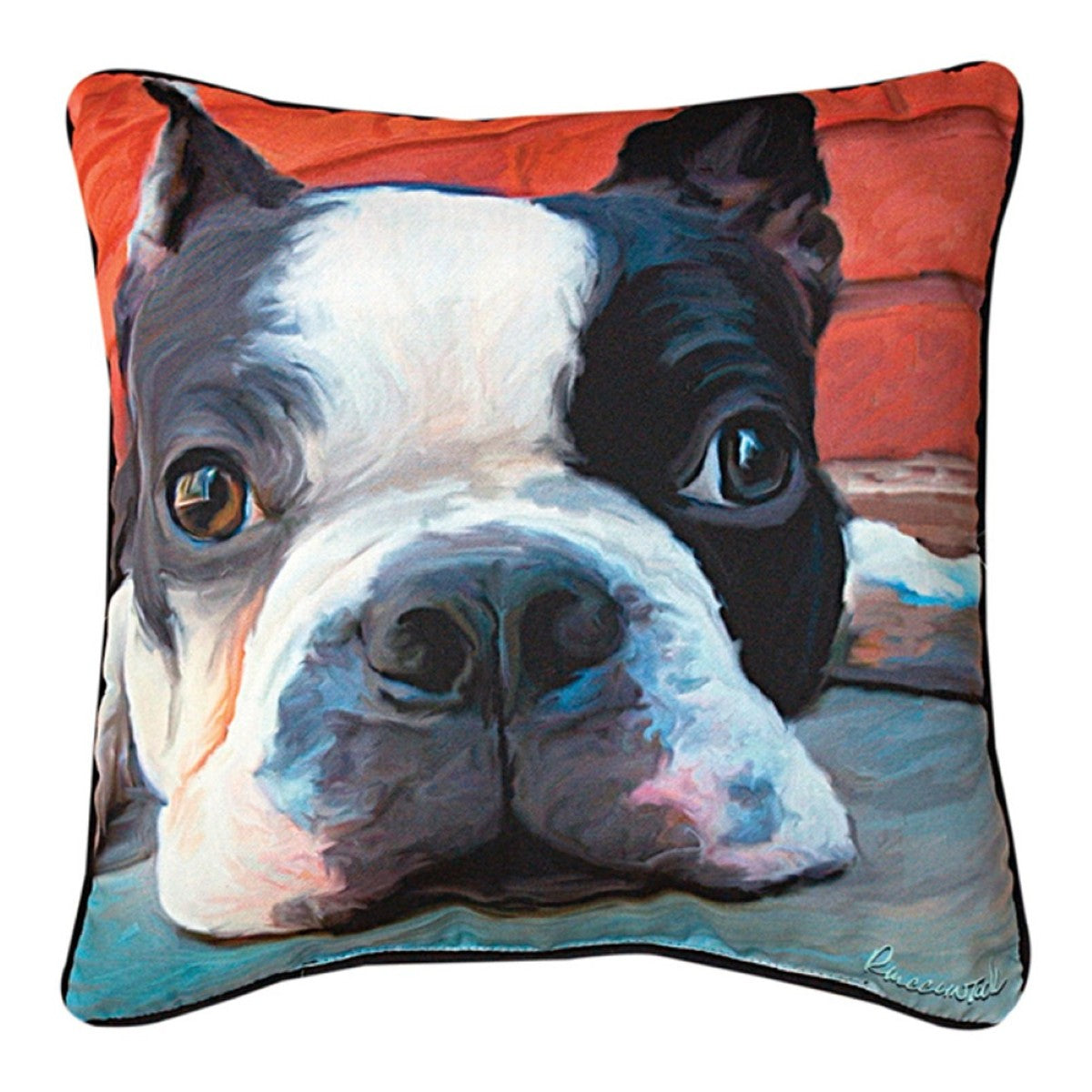 Moxley Boston Terrier Throw Pillow By Manual Woodworkers & Weavers