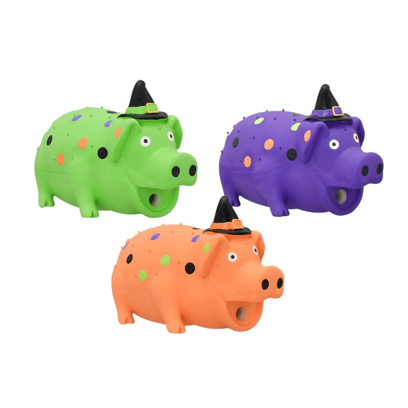 Multipet Halloween Globlet With Hat Squeaky Rubber Dog Toy, 8