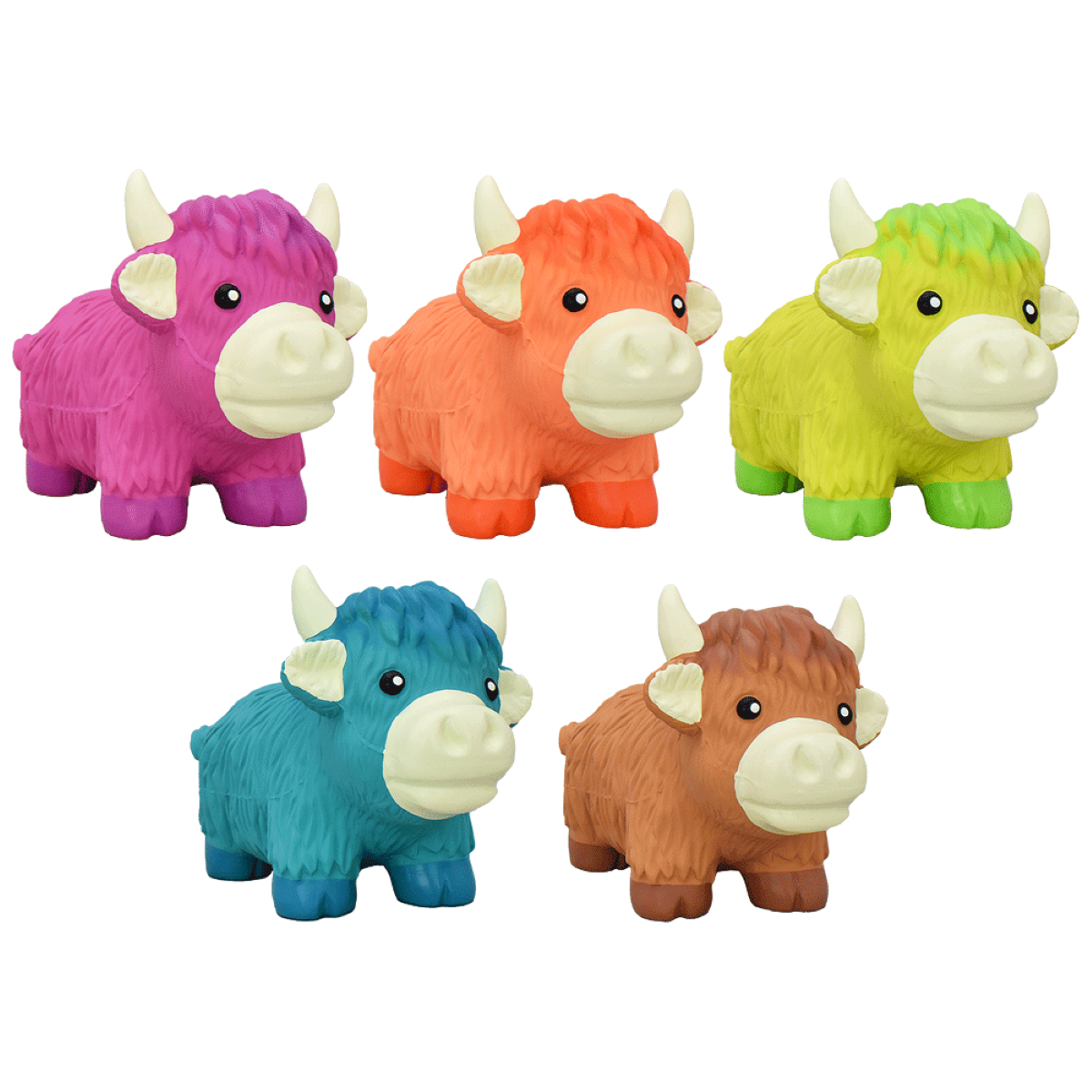 Multipet Highland Cow Latex Dog Toy, Bright Colors, Assorted, 7