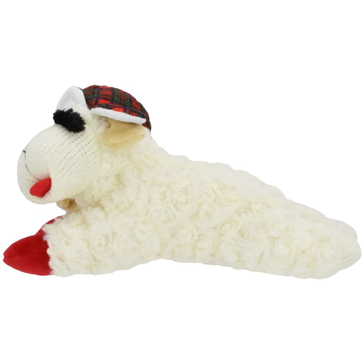 Multipet Holiday Lamb Chop With Trapper Hat Plush Dog Toy, 10.5