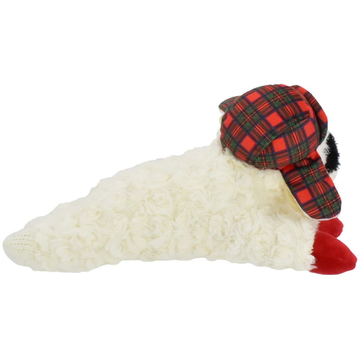 Multipet Holiday Lamb Chop With Trapper Hat Plush Dog Toy, 10.5
