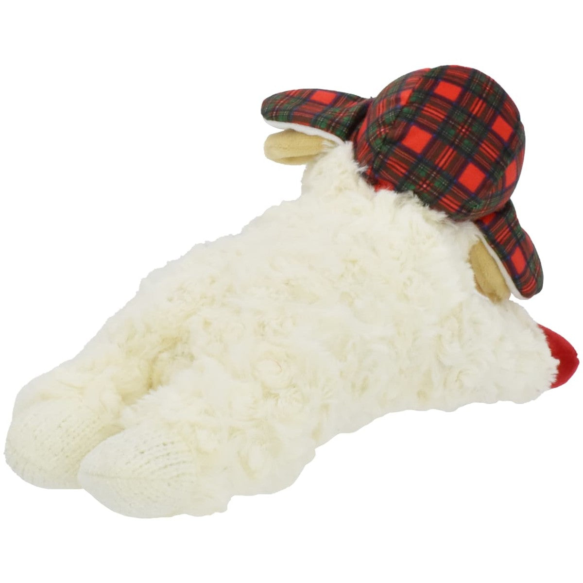 Multipet Holiday Lamb Chop With Trapper Hat Plush Dog Toy, 10.5