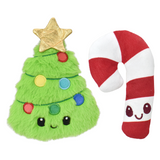 Multipet Holiday Minipet Candy Cane and Tree Pet Toy, 5", 2-Pack