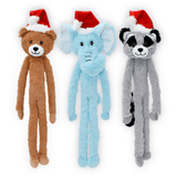 Multipet Holiday Swingin' Slevins With Santa Hat 18" Plush Dog Toy, Set of 3