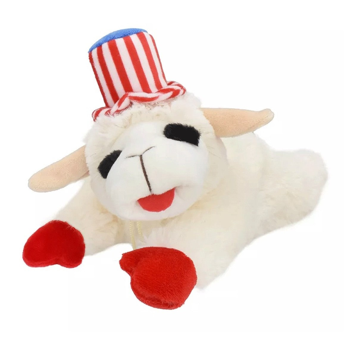 Multipet Lamb Chop With Uncle Sam Hat Plush Dog Toy