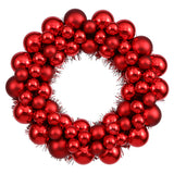 Vickerman Shiny and Matte Ball Wreath, 12", Red