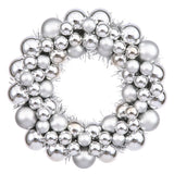 Vickerman Shiny and Matte Ball Wreath, 12", Silver