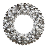 Vickerman Shiny and Matte Ball Wreath, 36", Silver