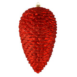 Vickerman Matte Glitter Pinecone Christmas Ornament, 7", Red
