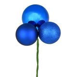 Vickerman 18" Ball Ornament Christmas Pick, 4 per Bag, Blue