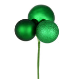 Vickerman 18" Ball Ornament Christmas Pick, 4 per Bag, Green