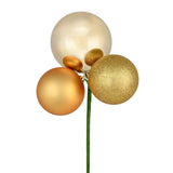 Vickerman 18" Ball Ornament Christmas Pick, 4 per Bag, Gold