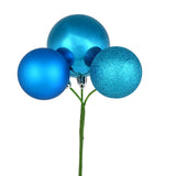 Vickerman 18" Ball Ornament Christmas Pick, 4 per Bag, Turquoise