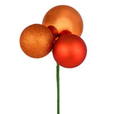 Vickerman 18" Ball Ornament Christmas Pick, 4 per Bag, Burnished Orange