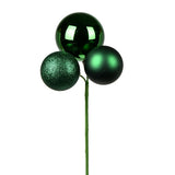 Vickerman 18" Ball Ornament Christmas Pick, 4 per Bag, Emerald