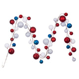 Vickerman 10' Assorted Ball Branch Garland - 2.4", 3" & 4" Balls, Red / White