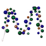 Vickerman 10' Assorted Ball Branch Garland - 2.4", 3" & 4" Balls, Green / Purple / Gold
