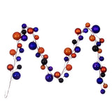Vickerman 10' Assorted Ball Branch Garland - 2.4", 3" & 4" Balls, Purple / Orange / Black
