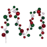 Vickerman 10' Assorted Ball Branch Garland - 2.4", 3" & 4" Balls, Red / White / Green
