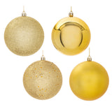 Vickerman Gold Ball Ornament, 4", 4-Finish Assortment, 12 per Box