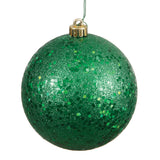 Vickerman Green Ball Ornament, 4", Sequin, 6 per Bag