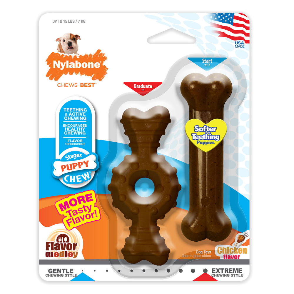 Nylabone Power Chew Ring Bone and Chew Bone - Puppy Petite