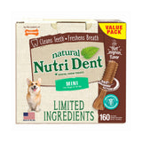 Nylabone Nutri Dent Limited Ingredient Dental Chews - Filet Mignon / Mini, 160 count