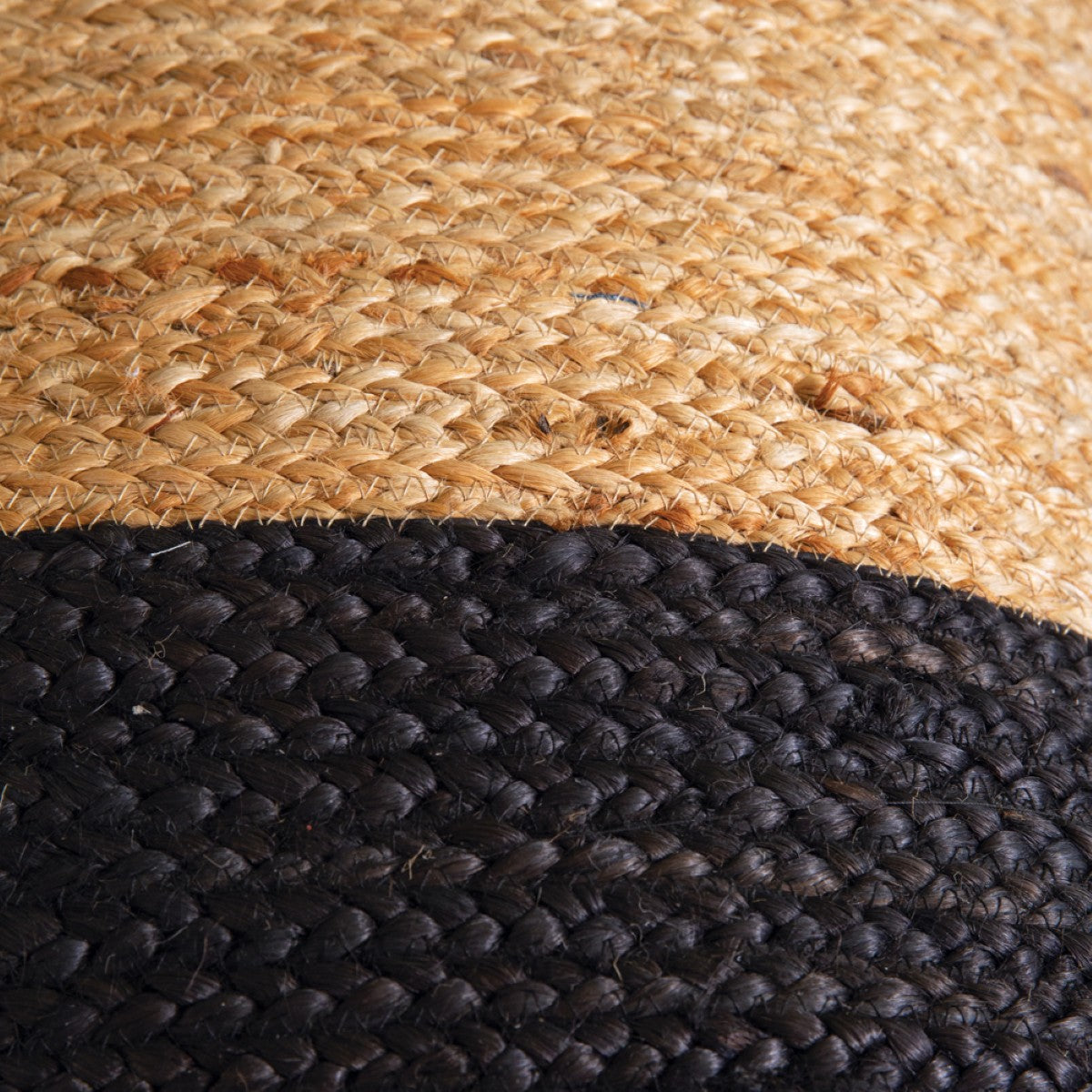 Natural and Black Jute Floor Pouf By CTW Home Collection