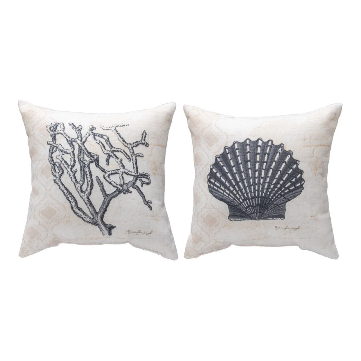 Nautical Wonder & Coral Climaweave Throw Pillow By Manual Woodworkers & Weavers