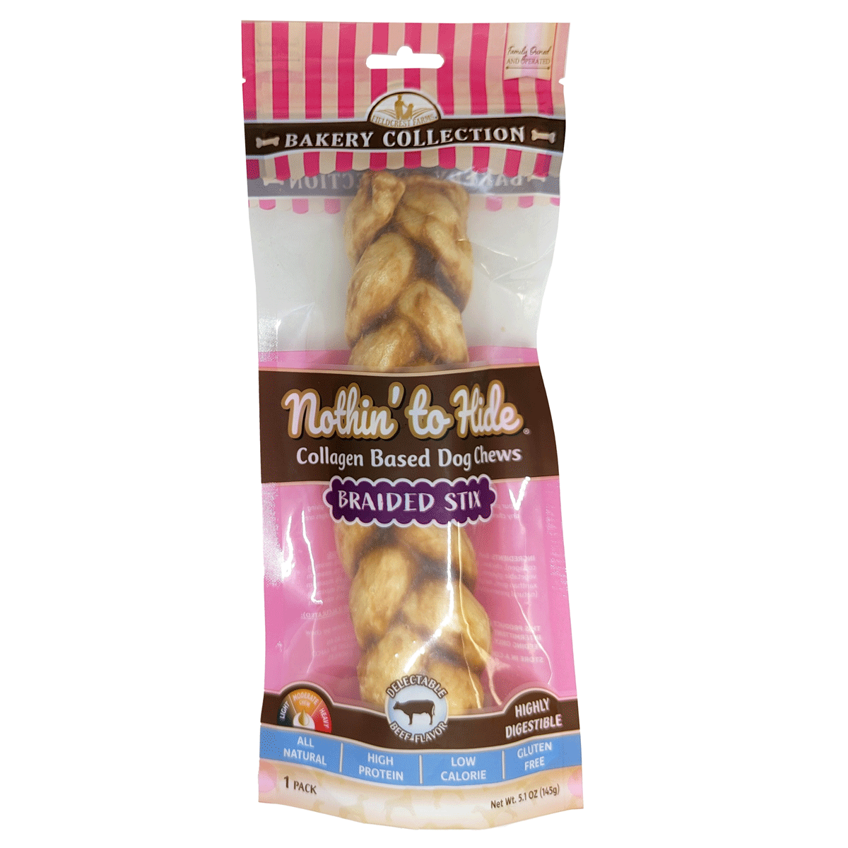 Nothin' To Hide Bakery Beef Braided Stick Dog Treats (3 Sizes Available)