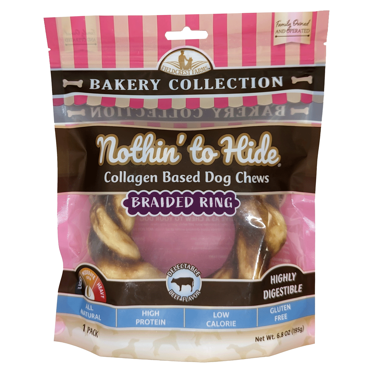 Nothin' To Hide Bakery Beef Braided Ring Dog Treats (2 Sizes Available)