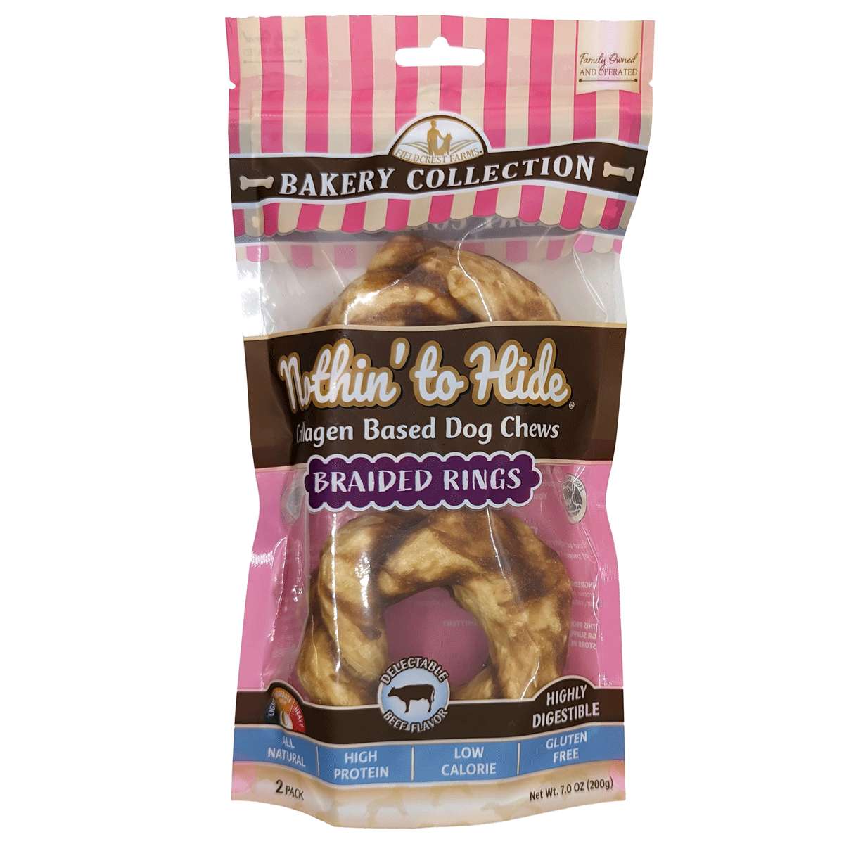 Nothin' To Hide Bakery Beef Braided Ring Dog Treats (2 Sizes Available)