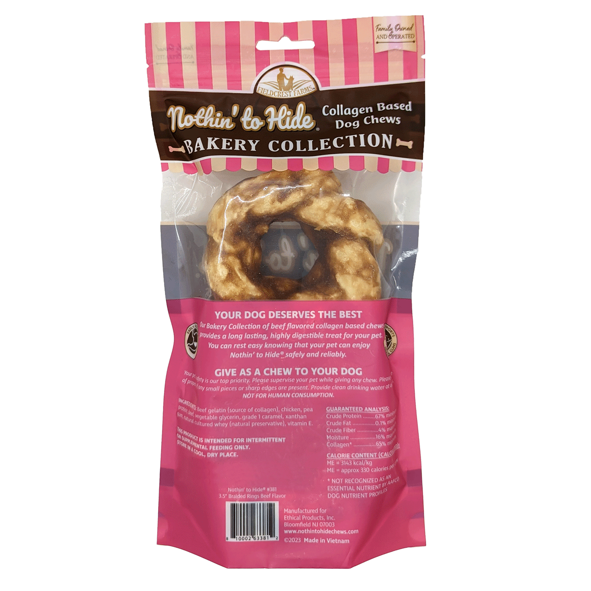 Nothin' To Hide Bakery Beef Braided Ring Dog Treats (2 Sizes Available)