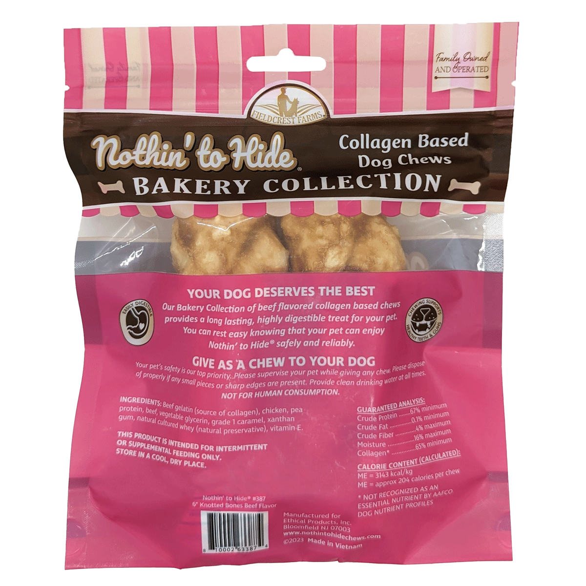 Nothin' To Hide Bakery Beef Knotted Bone Dog Treats (2 Sizes Available)