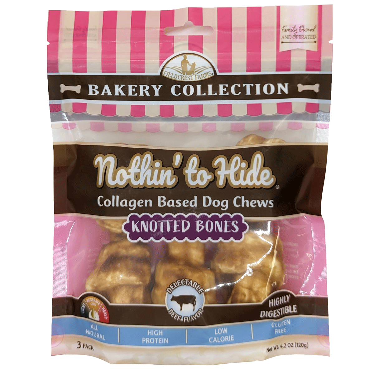 Nothin' To Hide Bakery Beef Knotted Bone Dog Treats (2 Sizes Available)