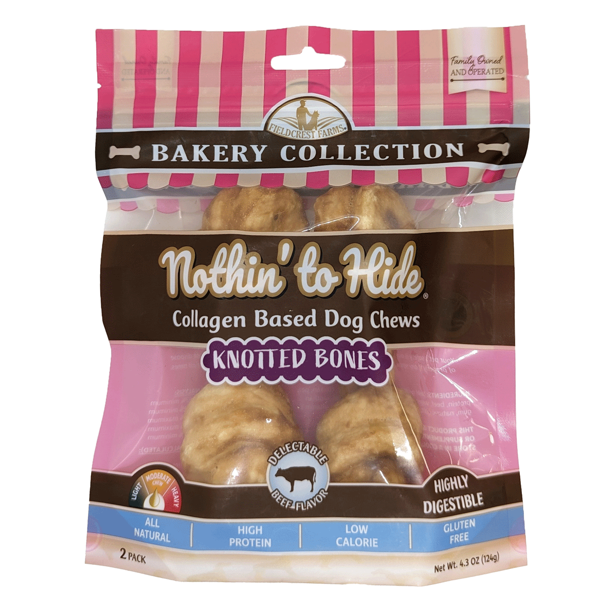 Nothin' To Hide Bakery Beef Knotted Bone Dog Treats (2 Sizes Available)