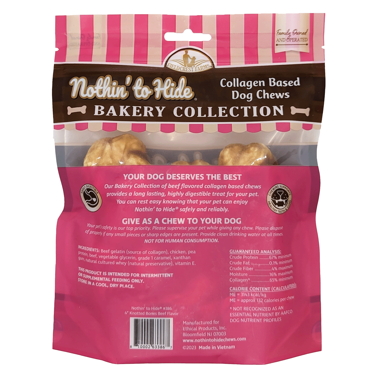 Nothin' To Hide Bakery Beef Knotted Bone Dog Treats (2 Sizes Available)