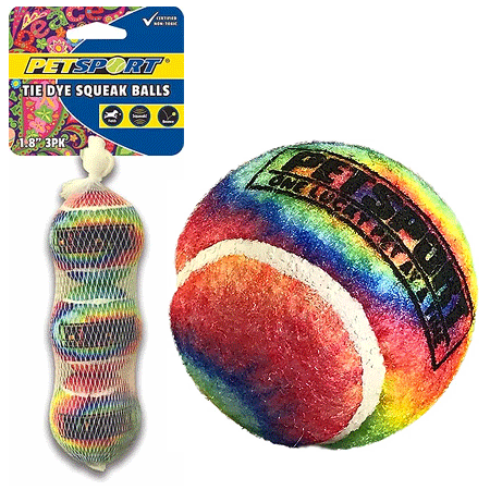 PetSport Tie Dye Squeak Tennis Ball Dog Toys 3-Pack