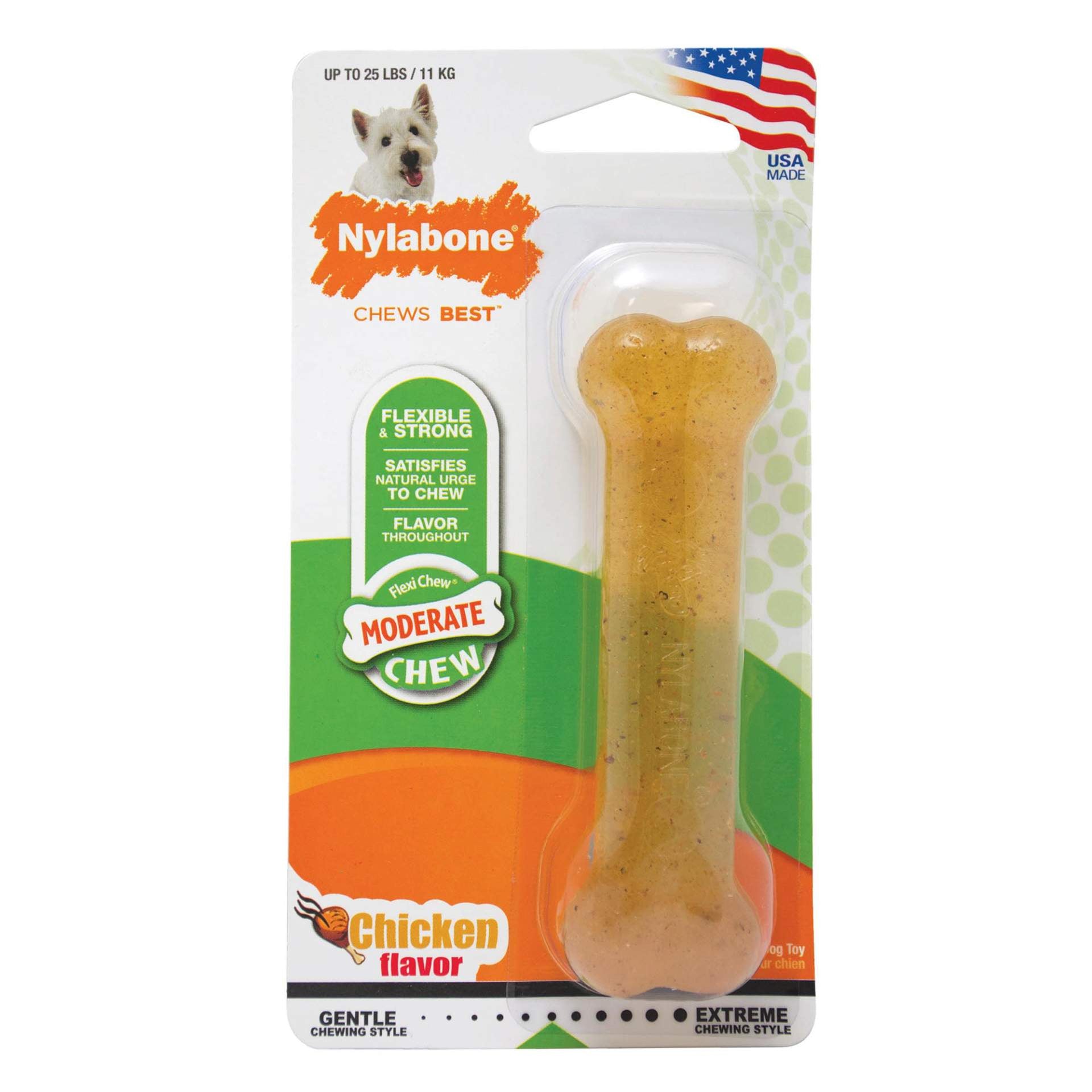 Nylabone Moderate Chew Dog Chew Toy - Chicken Flavor