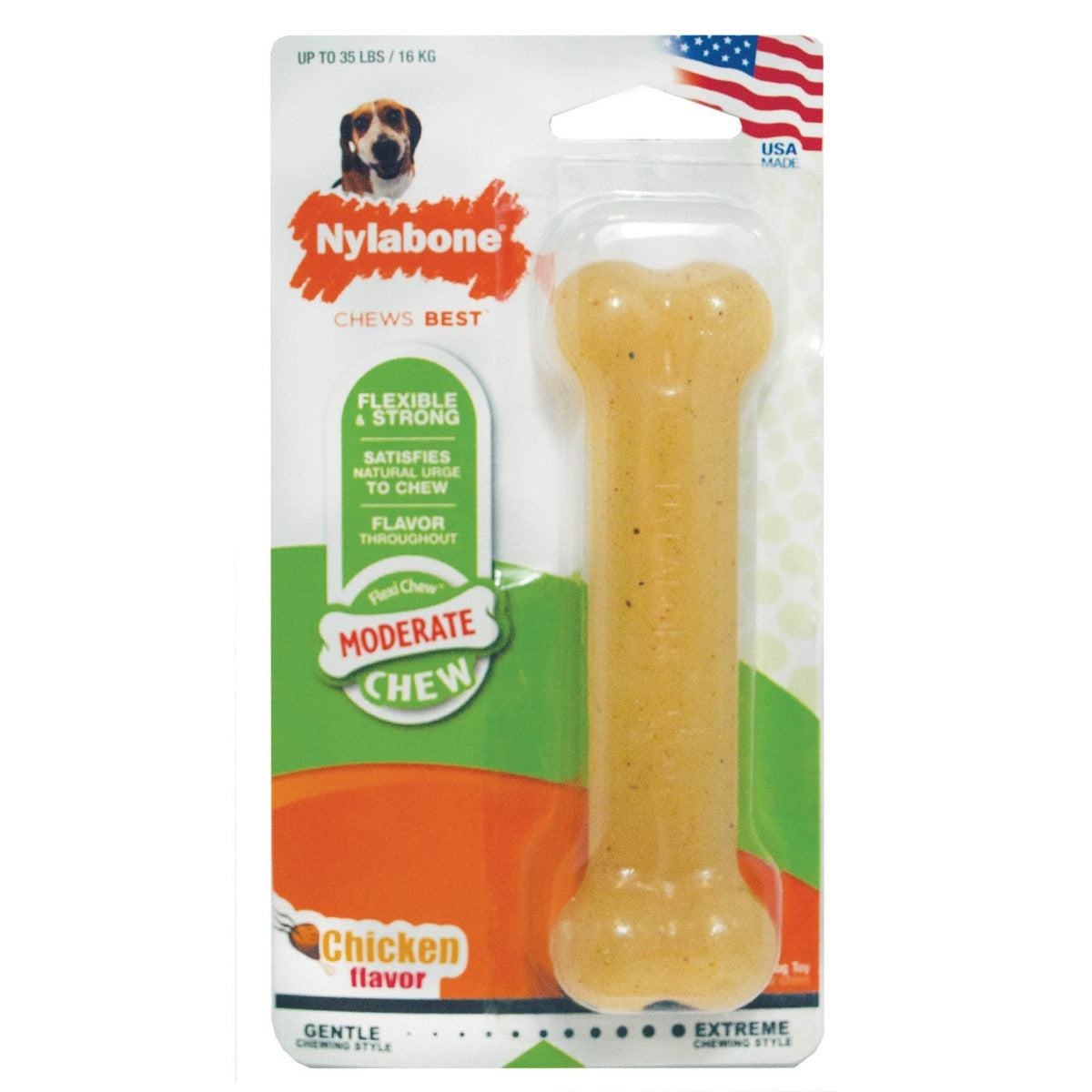 Nylabone Moderate Chew Dog Chew Toy - Chicken Flavor