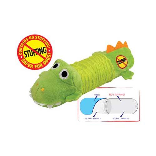 Petstages Stuffing Free Big Squeak Gator - Green