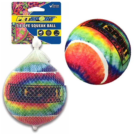 PetSport 4" Tie Dye Squeak Tennis Ball Dog Toy