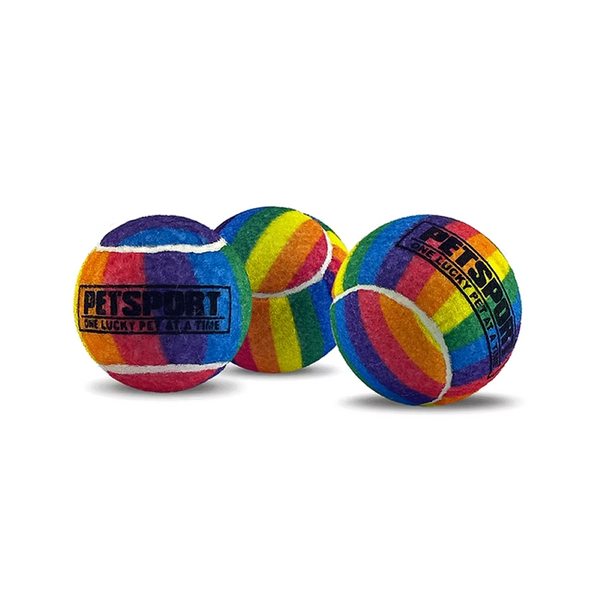 King Wholesale PetSport Rainbow Squeak Tennis Ball Dog Toys 3-Pack, (2-Sizes Available)