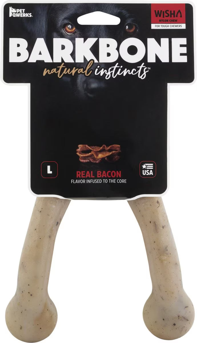 Pet Qwerks Wishbone BarkBone Chew Dog Toy (Various Flavors & Sizes)