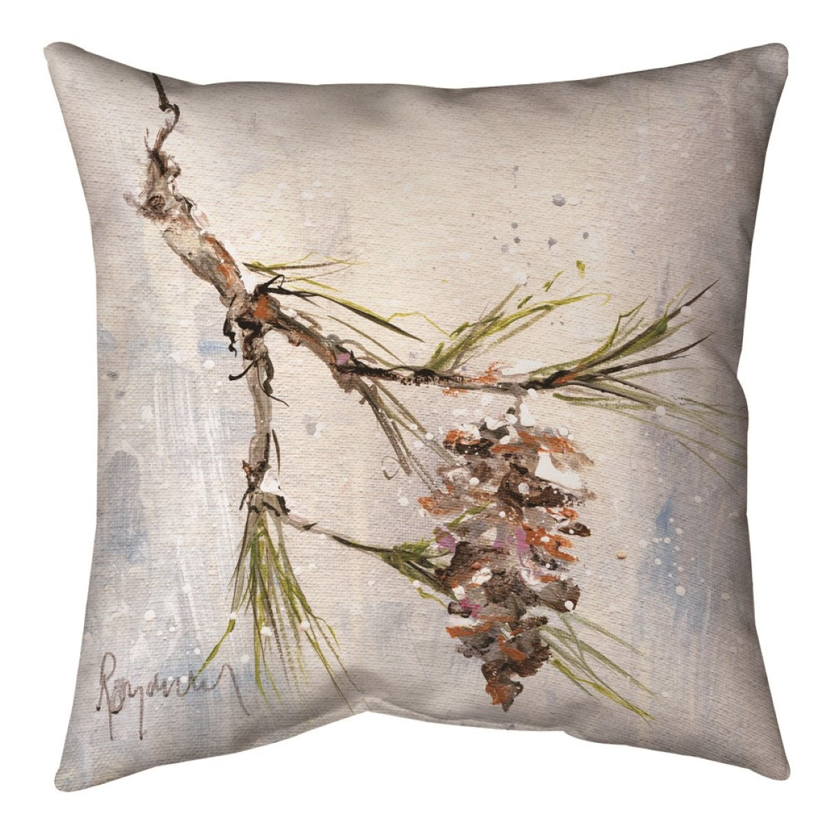 Pinecone in Winter Climaweave Throw Pillow By Manual Woodworkers & Weavers