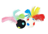 Multipet Polka Dot Ball with Feather Cat Toys - 2-Pack