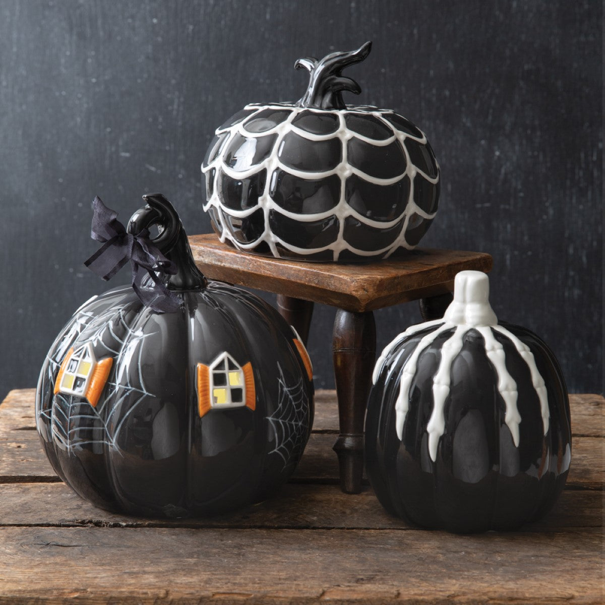 Porcelain Skeleton Pumpkin By CTW Home Collection